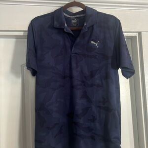 Men’s puma golf shirt, navy blue camo, size medium